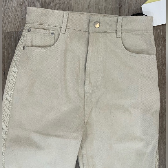 NWT Nanushka Seldes Beige Crochet-Trimmed Jeans - Picture 8 of 16
